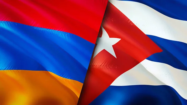 Bandeiras Arménia Cuba Acenando Design Bandeira Arménia Cuba Bandeira Foto — Fotografia de Stock
