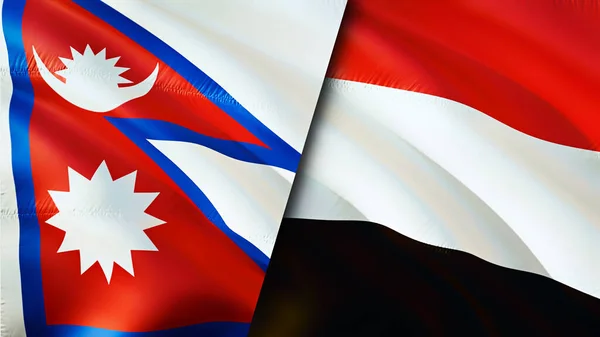 Nepal Yemen Flags Waving Flag Design Nepal Yemen Flag Picture — Stock Photo, Image