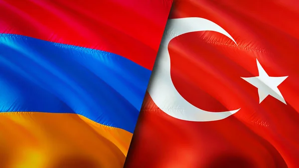 Örményország Törökország Zászlói Integető Zászló Design Örményország Törökország Zászló Kép — Stock Fotó