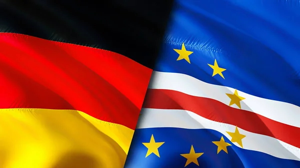 Germany and Cape Verde flags. 3D Waving flag design. Germany Cape Verde flag, picture, wallpaper. Germany vs Cape Verde image,3D rendering. Germany Cape Verde relations alliance an