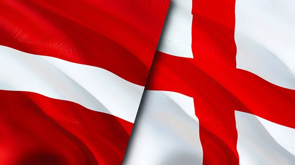 Letland Engeland Vlaggen Waving Vlag Ontwerp Letland Engeland Vlag Foto — Stockfoto