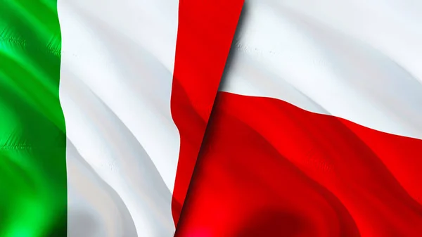 Flaggen Italiens Und Polens Fahnenschwenken Italien Polen Flagge Bild Tapete — Stockfoto
