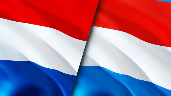 Drapeaux Néerlandais Luxembourgeois Drapeau Agitant Design Pays Bas Drapeau Luxembourgeois — Photo