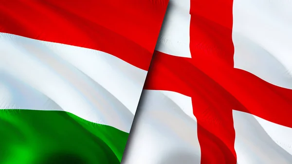 Hongarije Engeland Vlaggen Waving Vlag Ontwerp Hongarije Engeland Vlag Foto — Stockfoto