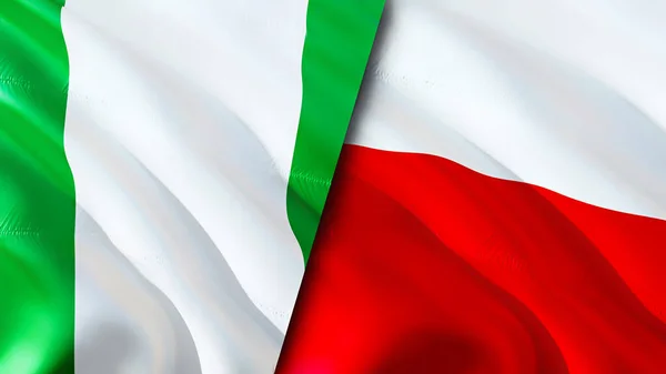 Flaggen Nigerias Und Polens Fahnenschwenken Nigeria Polen Flagge Bild Tapete — Stockfoto