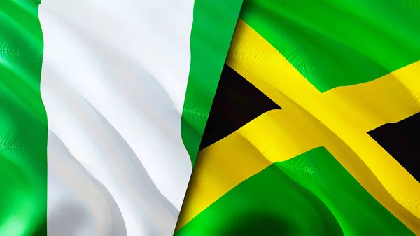 Bendera Nigeria Dan Jamaika Desain Bendera Waving Bendera Jamaika Nigeria — Stok Foto