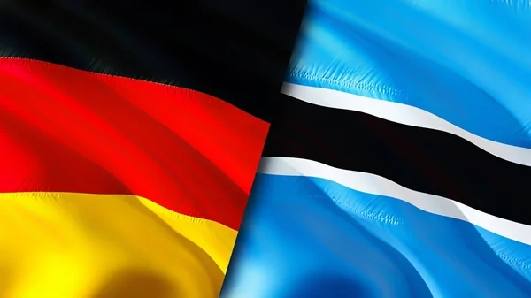 Germany and Botswana flags. 3D Waving flag design. Germany Botswana flag, picture, wallpaper. Germany vs Botswana image,3D rendering. Germany Botswana relations alliance and Trade,travel,touris