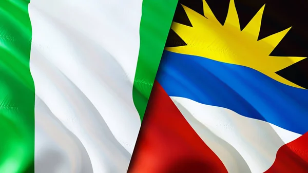 Nigeria Antigua Barbuda Flags Waving Flag Design Nigeria Antigua Barbuda — Stock Photo, Image