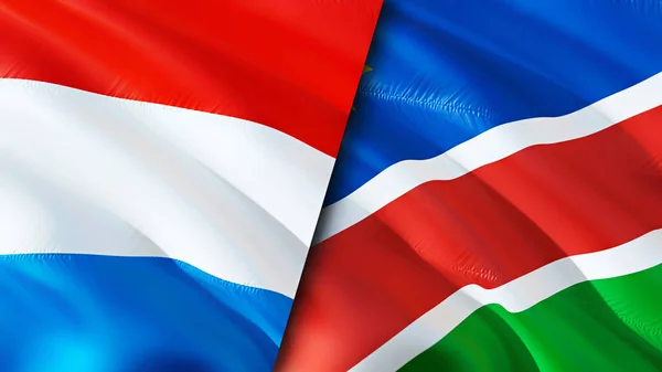 Bandeiras Luxemburgo Namíbia Acenando Design Bandeira Luxemburgo Namibia Bandeira Imagem — Fotografia de Stock