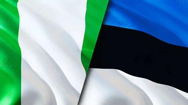 Nigeria and Estonia flags. 3D Waving flag design. Nigeria Estonia flag, picture, wallpaper. Nigeria vs Estonia image,3D rendering. Nigeria Estonia relations alliance and Trade,travel,tourism concep