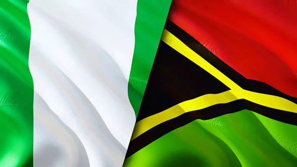 Nigeria Vanuatu Vlaggen Waving Vlag Ontwerp Nigeria Vanuatu Vlag Foto — Stockfoto
