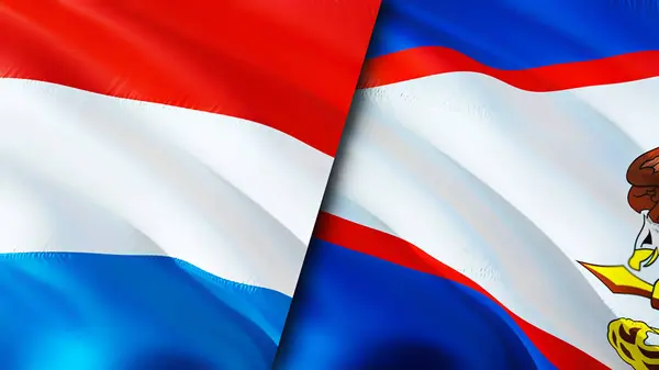Bandiere Lussemburghesi Samoa Americane Progettazione Bandiera Sventolante Lussemburgo Bandiera Samoa — Foto Stock