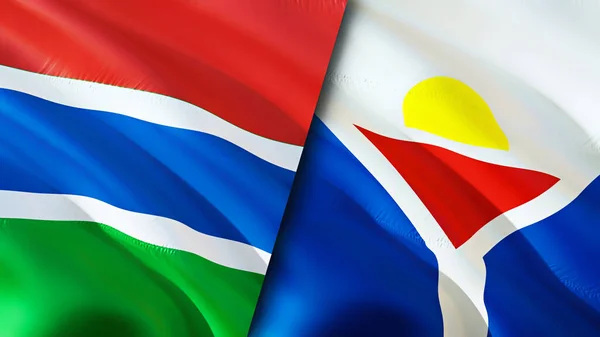 Gambie Vlajky Svatého Martina Návrh Vlnění Vlajky Gambie Svatý Martin — Stock fotografie