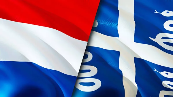 Bandiere Olandesi Martinica Progettazione Bandiera Sventolante Olanda Martinica Bandiera Immagine — Foto Stock
