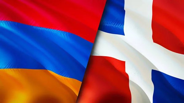 Banderas Armenia República Dominicana Diseño Banderas Waving Armenia República Dominicana —  Fotos de Stock