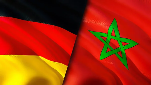 Deutschland Und Marokko Flaggen Fahnenschwenken Deutschland Marokko Flagge Bild Tapete — Stockfoto