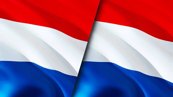 Hollanda Hollanda Bayrakları Boyutlu Dalgalanan Bayrak Tasarımı Hollanda Bayrağı Resmi — Stok fotoğraf