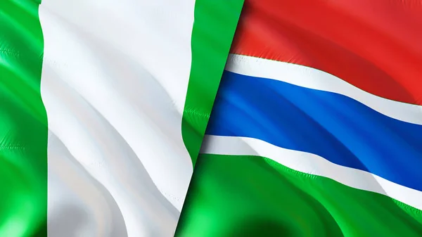 Banderas Nigeria Gambia Diseño Banderas Waving Nigeria Gambia Bandera Foto — Foto de Stock