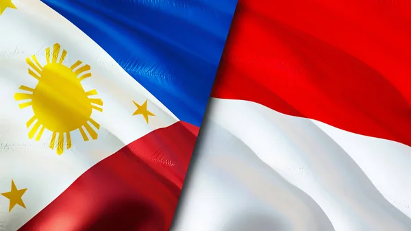 Philippines Monaco Flags Waving Flag Design Philippines Monaco Flag Picture — Stock Photo, Image