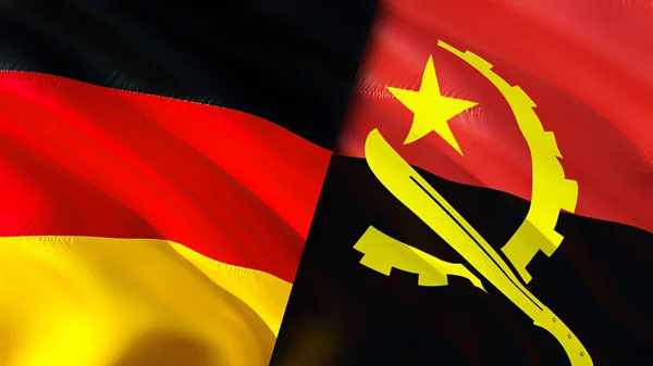 Germany and Angola flags. 3D Waving flag design. Germany Angola flag, picture, wallpaper. Germany vs Angola image,3D rendering. Germany Angola relations alliance and Trade,travel,tourism concep