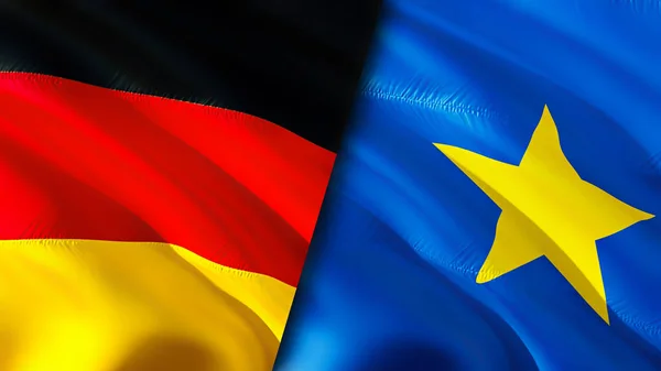 Germany and DR Congo flags. 3D Waving flag design. Germany DR Congo flag, picture, wallpaper. Germany vs DR Congo image,3D rendering. Germany DR Congo relations alliance and Trade,travel,touris