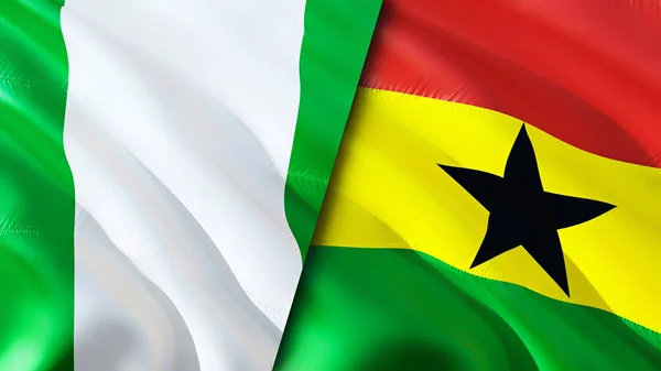 Nigeria Och Ghana Flaggor Viftande Flagga Design Nigeria Ghana Flagga — Stockfoto