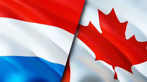 Banderas Luxemburgo Canadá Diseño Banderas Waving Luxemburgo Canadá Bandera Foto — Foto de Stock