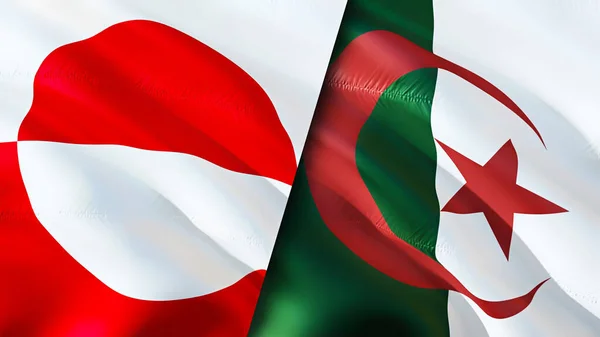 Greenland Algeria Flags Waving Flag Design Greenland Algeria Flag Picture — Stock Photo, Image