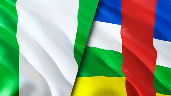 Nigerias Och Centralafrikanska Republikens Flaggor Viftande Flagga Design Nigeria Centralafrikanska — Stockfoto