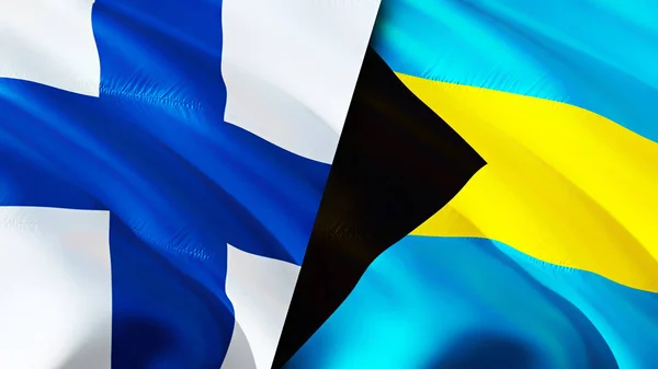 stock image Finland and Bahamas flags. 3D Waving flag design. Finland Bahamas flag, picture, wallpaper. Finland vs Bahamas image,3D rendering. Finland Bahamas relations alliance and Trade,travel,tourism concep