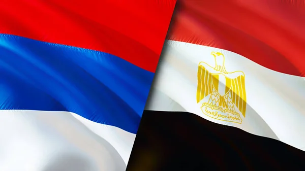 Serbia and Egypt flags. 3D Waving flag design. Serbia Egypt flag, picture, wallpaper. Serbia vs Egypt image,3D rendering. Serbia Egypt relations alliance and Trade,travel,tourism concep