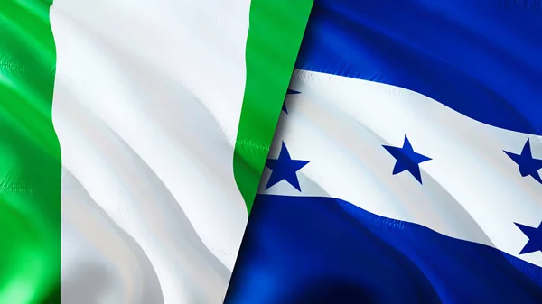 Nigeria Honduras Vlaggen Waving Vlag Ontwerp Nigeria Honduras Vlag Foto — Stockfoto