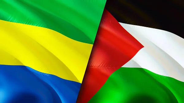 Gabon Palestine Flags Waving Flag Design Gabon Palestine Flag Picture — Stock Photo, Image