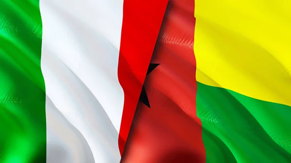 Italy and Guinea Bissau flags. 3D Waving flag design. Italy Guinea Bissau flag, picture, wallpaper. Italy vs Guinea Bissau image,3D rendering. Italy Guinea Bissau relations alliance an