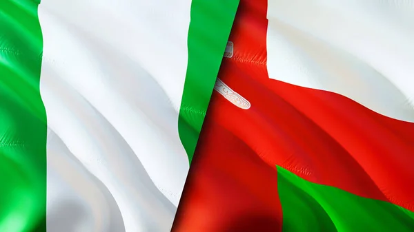 Nigéria Omán Zászlók Integető Zászló Design Nigéria Omán Zászló Kép — Stock Fotó