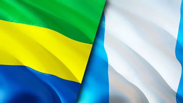 Gabon Guatemala Zászlók Integető Zászló Design Gabon Guatemala Zászló Kép — Stock Fotó