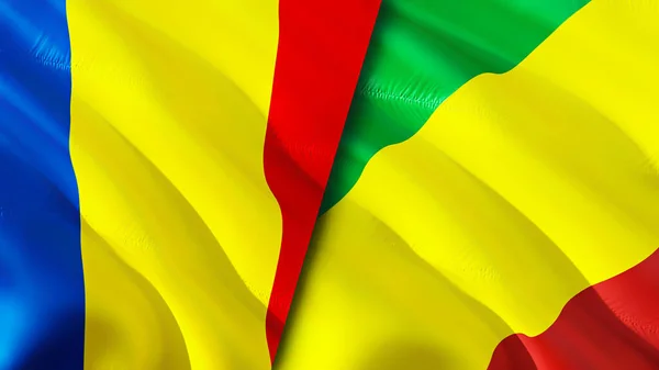 루마니아와 콩고의 웨이브 디자인 루마니아 루마니아 이미지 렌더링 루마니아 동맹과 — 스톡 사진