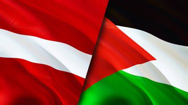 Letonya ve Ürdün bayrakları. 3 boyutlu dalgalanan bayrak tasarımı. Letonya Jordan bayrağı, resim, duvar kağıdı. Letonya, Jordan 'a karşı, görüntü 3 boyutlu. Letonya Ürdün ilişkileri ittifak ve ticaret, seyahat, turizm konsepti