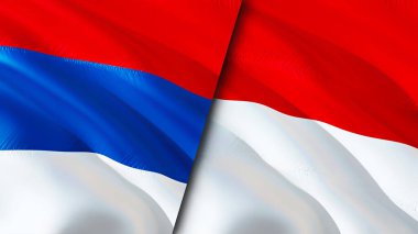 Sırbistan ve Monako bayrakları. 3 boyutlu dalgalanan bayrak tasarımı. Sırbistan Monako bayrağı, resmi, duvar kağıdı. Sırbistan Monako 'ya karşı imaj, 3D görüntüleme. Sırbistan Monako ilişkileri ittifak ve Ticaret, Seyahat ve turizm consepti