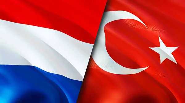 Hollandia Törökország Lobogója Integető Zászló Design Hollandia Törökország Zászló Kép — Stock Fotó