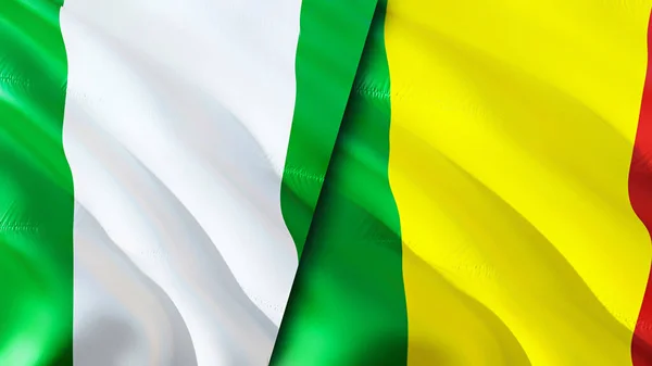 Нігерія Малі Прапори Waving Flag Нігерійський Прапор Малі Фото Шпалери — стокове фото
