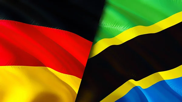 Banderas Alemania Tanzania Diseño Banderas Waving Alemania Bandera Tanzania Foto —  Fotos de Stock