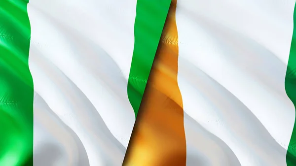 Nigeria Cote Ivoire Flags Waving Flag Design Nigeria Cote Ivoire — Stock Photo, Image