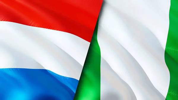 Люксембург Нігерія Waving Flag Прапор Люксембургу Фото Шпалери Люксембург Проти — стокове фото