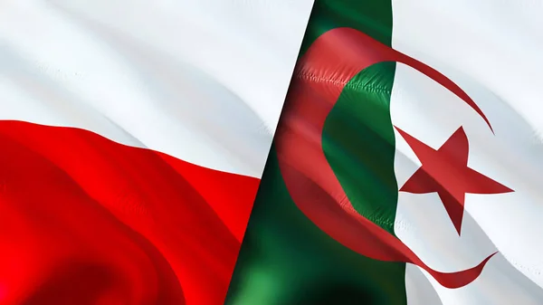 Lengyelország Algéria Zászlói Integető Zászló Design Lengyelország Algéria Zászló Kép — Stock Fotó