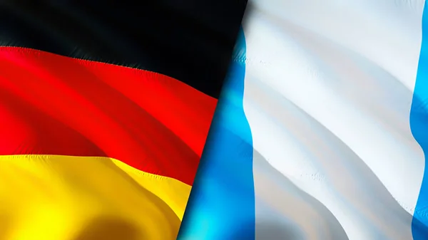 Germany and Guatemala flags. 3D Waving flag design. Germany Guatemala flag, picture, wallpaper. Germany vs Guatemala image,3D rendering. Germany Guatemala relations alliance and Trade,travel,touris