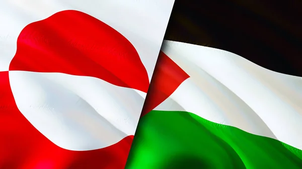 Greenland Palestine Flags Waving Flag Design Greenland Palestine Flag Picture — Stock Photo, Image