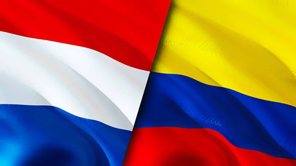Bandiere Dei Paesi Bassi Della Colombia Progettazione Bandiera Sventolante Paesi — Foto Stock