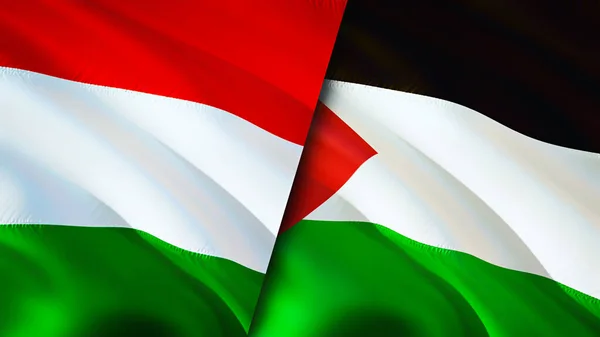 Hungary Palestine Flags Waving Flag Design Hungary Palestine Flag Picture — Stock Photo, Image