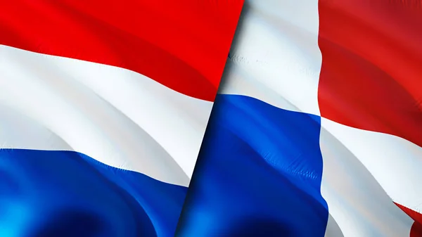 Nizozemsko Panamská Vlajka Návrh Vlnění Vlajky Nizozemská Panamská Vlajka Obrázek — Stock fotografie